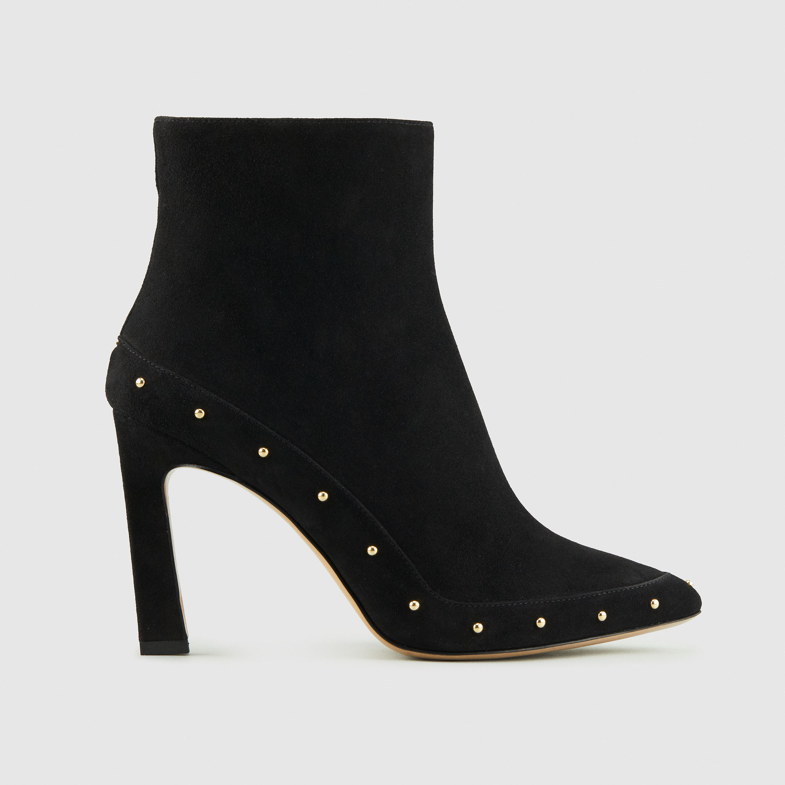 Duzie Encore Black Suede Ankle Boot With Gold Studs