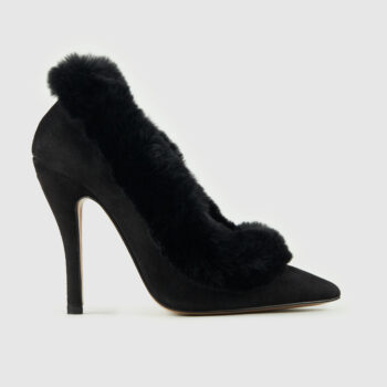 Duzie Divine Suede Base With Fur Trim In Black